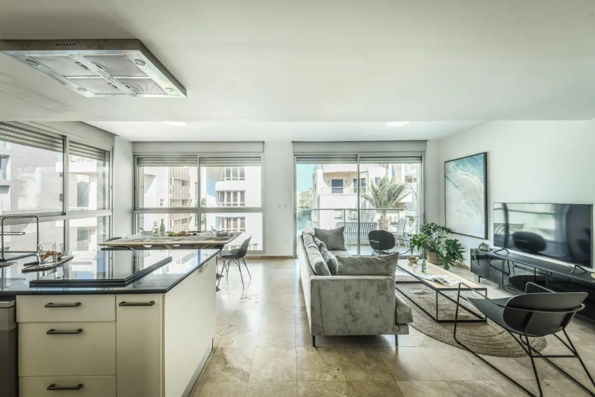 Image 6 of Chic Apartment w Balcony, Mamad & Parking 3-min from Beach by Sea N’ Rent